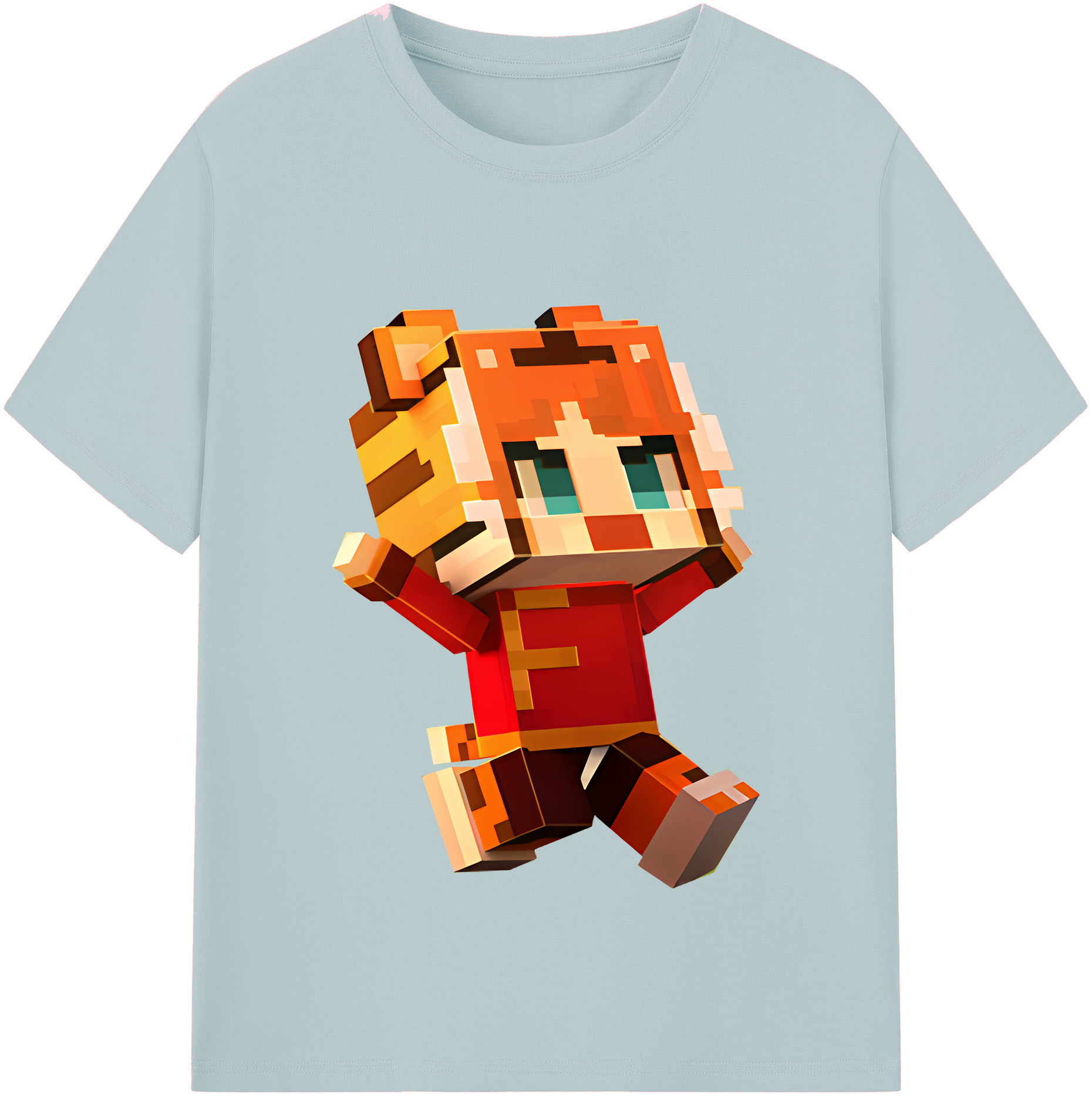 （画像用） マインクラフト ブロックの世界 Minecraft MC Block world 綿100％半袖Tシャツ（フロントプリント）